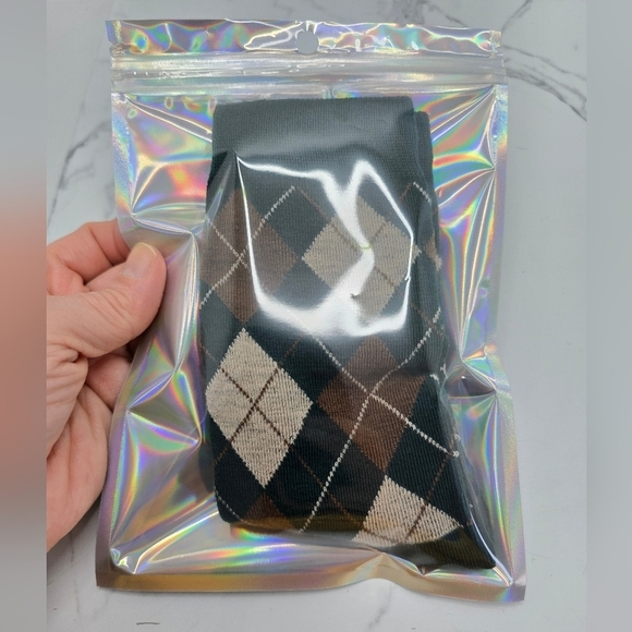 Bohemian | Argyle hunter green brown maximalist print preppy tube socks - Picture 7 of 7